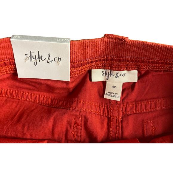 NWT STYLE & CO CAPRI PANTS RUBY RED TONE WOMEN’S SIZE 4P - Picture 8 of 8